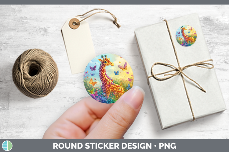 BS02 Glitter Giraffe Stickers | Round Labels Designs