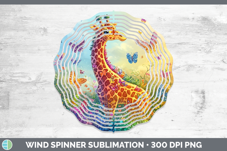 BS02 Glitter Giraffe Wind Spinner Sublimation Spinner Design