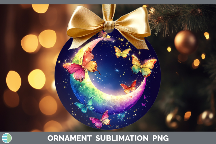 BS02 Glitter Moon and Stars Ornament Sublimation Bauble Desi