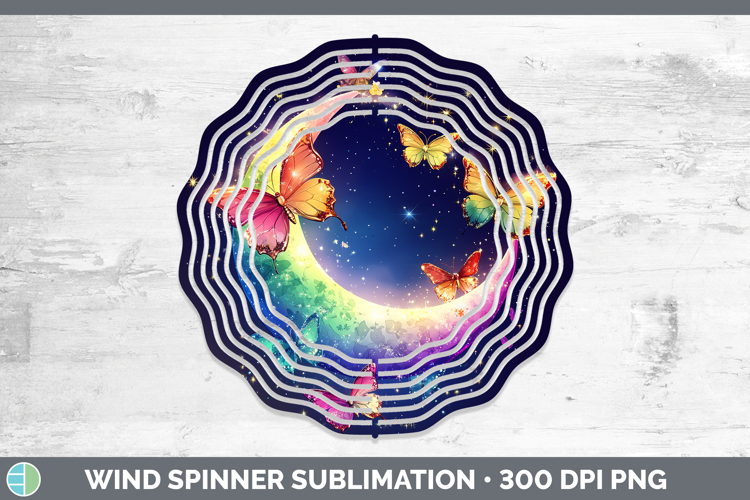 BS02 Glitter Moon and Stars Wind Spinner Sublimation Spinner