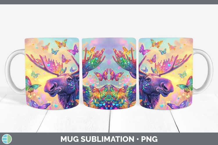 BS02 Glitter Moose Mug Wrap Sublimation Coffee Cup Designs