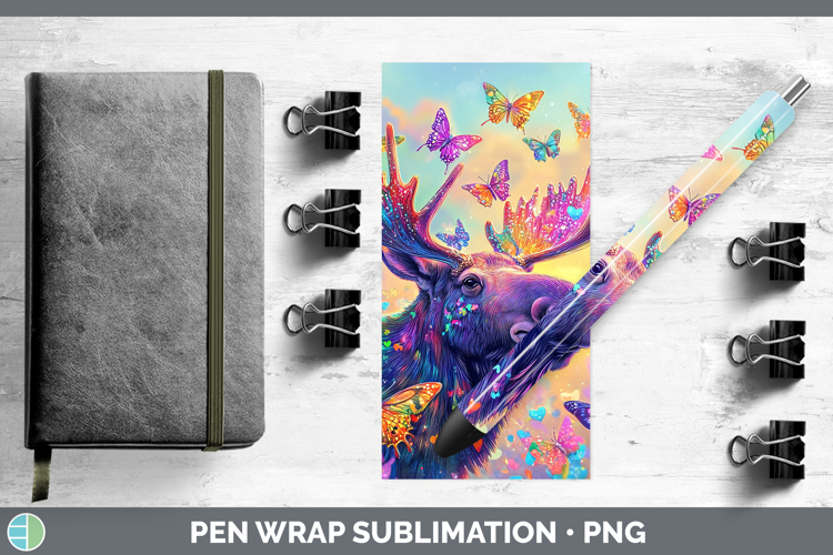 BS02 Glitter Moose Pen Wrap Sublimation Pen Designs