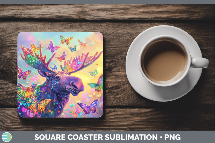 BS02 Glitter Moose Square Coaster Sublimation Coaster Design