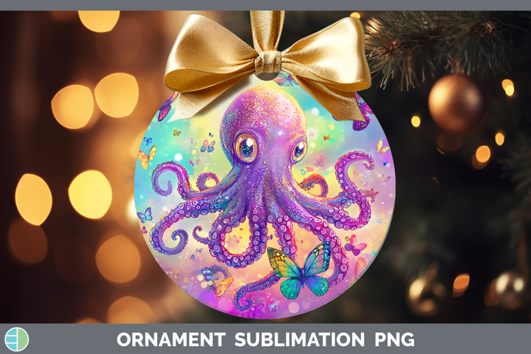 BS02 Glitter Octopus Ornament Sublimation Bauble Designs