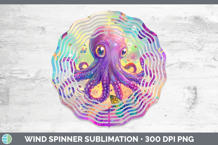 BS02 Glitter Octopus Wind Spinner Sublimation Spinner Design