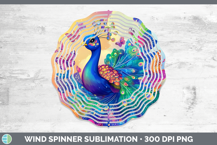 BS02 Glitter Peacock Wind Spinner Sublimation Spinner Design