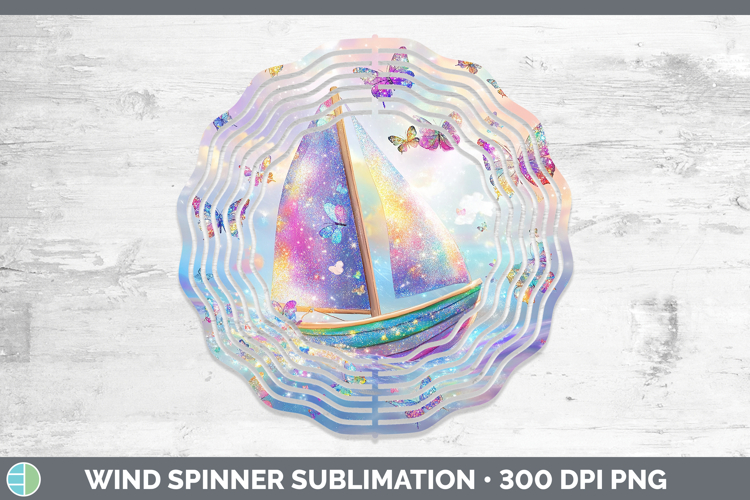 BS02 Glitter Sail Boat Wind Spinner Sublimation Spinner Desi