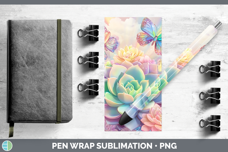 BS02 Glitter Succulents Pen Wrap Sublimation Pen Designs
