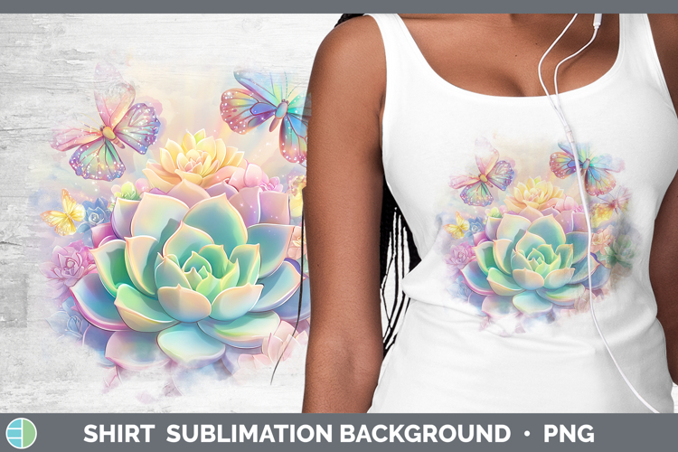 BS02 Glitter Succulents Shirt Sublimation Background Designs