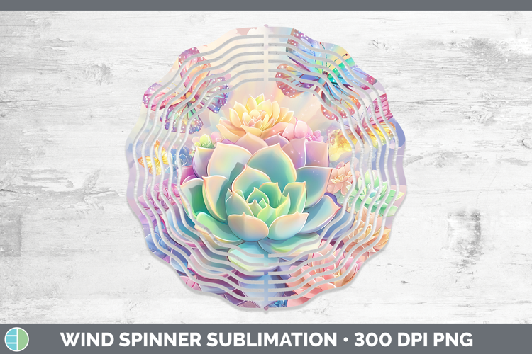 BS02 Glitter Succulents Wind Spinner Sublimation Spinner Des