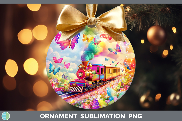 BS02 Glitter Train Ornament Sublimation Bauble Designs