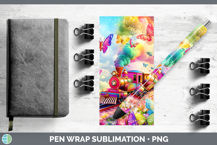 BS02 Glitter Train Pen Wrap Sublimation Pen Designs