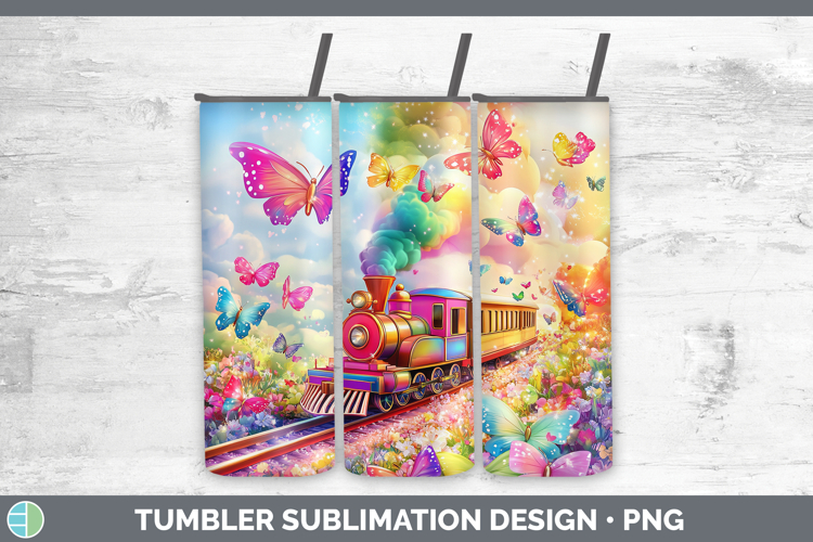 BS02 Glitter Train Tumbler Sublimation 20 oz Skinny Tumbler