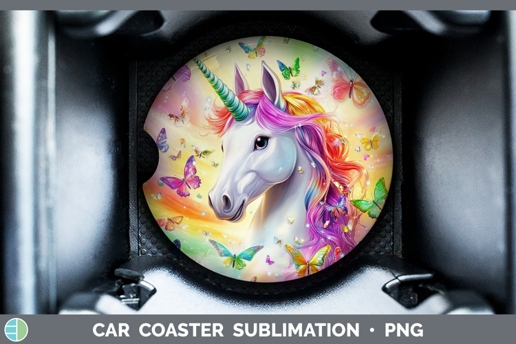 BS02 Glitter Unicorn Car Coaster Sublimation Designs