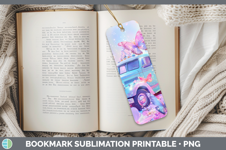 BS02 Glitter Vintage Truck Bookmark Sublimation Printable De