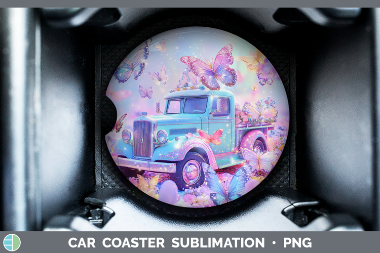 BS02 Glitter Vintage Truck Car Coaster Sublimation Designs