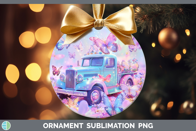 BS02 Glitter Vintage Truck Ornament Sublimation Bauble Desig