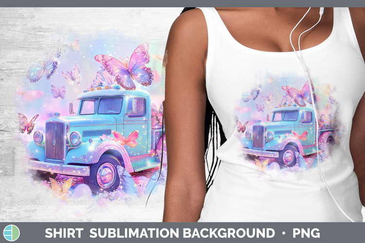 BS02 Glitter Vintage Truck Shirt Sublimation Background Desi