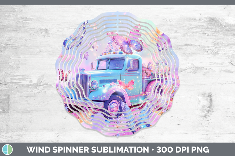 BS02 Glitter Vintage Truck Wind Spinner Sublimation Spinner
