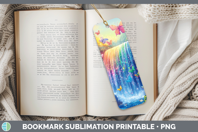 BS02 Glitter Waterfall Bookmark Sublimation Printable Design