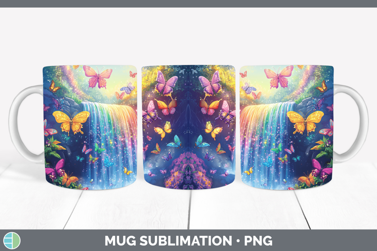 BS02 Glitter Waterfall Mug Wrap Sublimation Coffee Cup Desig
