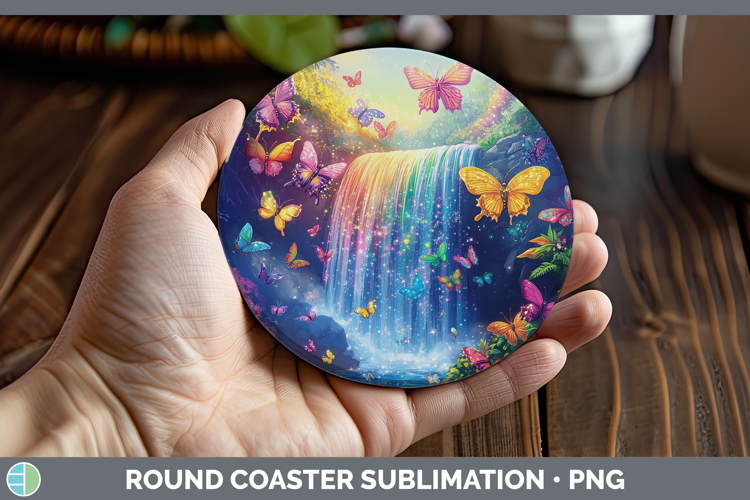 BS02 Glitter Waterfall Round Coaster Sublimation Coaster Des