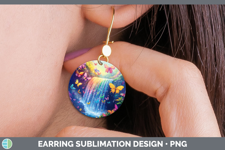 BS02 Glitter Waterfall Round Earrings Sublimation Earrings D
