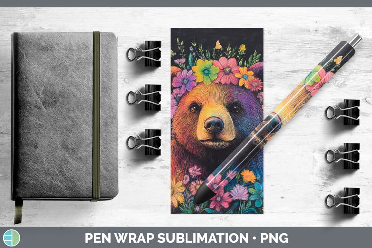 BS02 Rainbow Bear Pen Wrap Sublimation Pen Designs