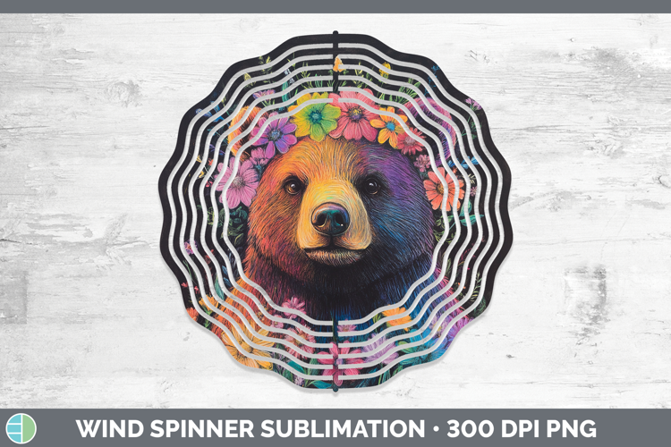 BS02 Rainbow Bear Wind Spinner Sublimation Spinner Designs