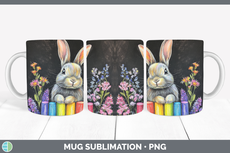 BS02 Rainbow Bunny Mug Wrap Sublimation Coffee Cup Designs