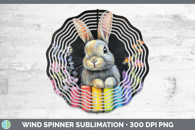 BS02 Rainbow Bunny Wind Spinner Sublimation Spinner Designs