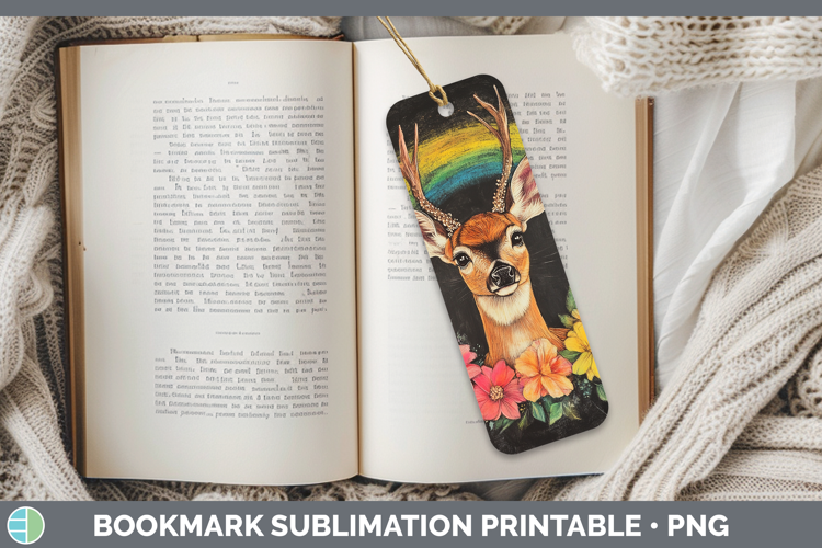 BS02 Rainbow Deer Bookmark Sublimation Printable Designs