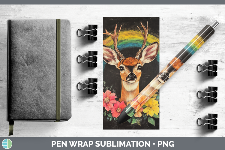 BS02 Rainbow Deer Pen Wrap Sublimation Pen Designs