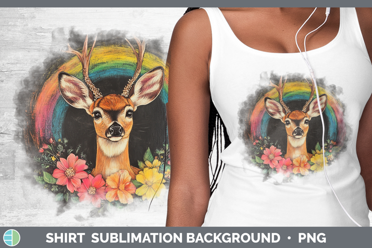 BS02 Rainbow Deer Shirt Sublimation Background Designs