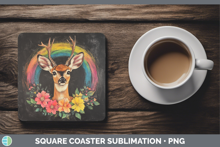 BS02 Rainbow Deer Square Coaster Sublimation Coaster Design