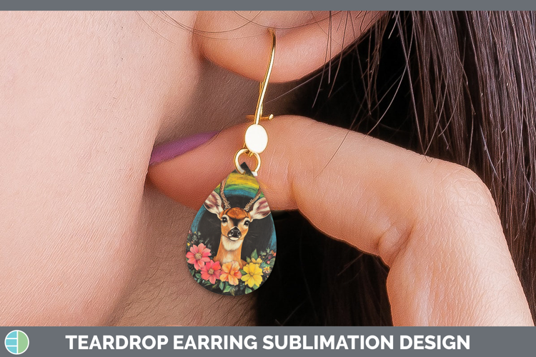BS02 Rainbow Deer Teardrop Earrings Sublimation Earrings De