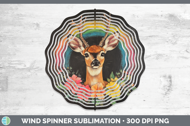 BS02 Rainbow Deer Wind Spinner Sublimation Spinner Designs