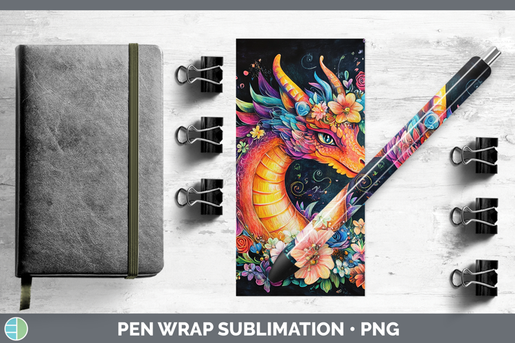 BS02 Rainbow Dragon Pen Wrap Sublimation Pen Designs