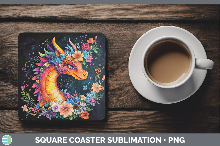 BS02 Rainbow Dragon Square Coaster Sublimation Coaster Desi