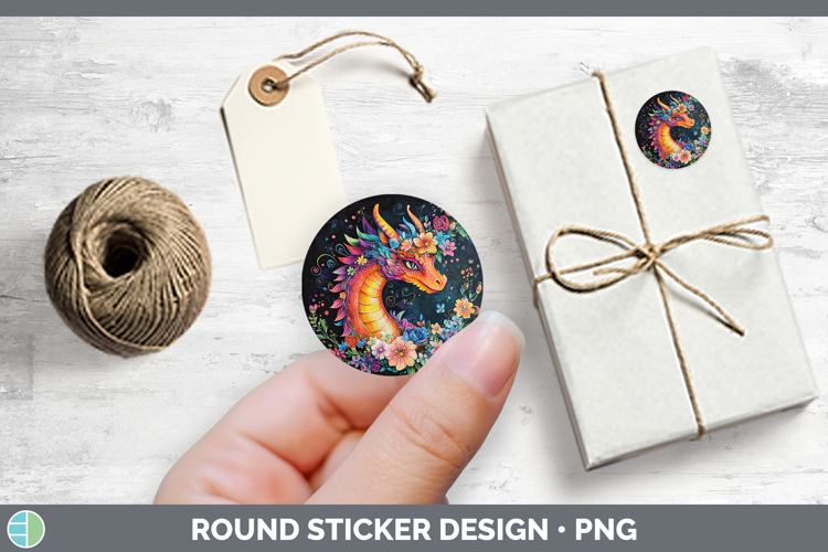BS02 Rainbow Dragon Stickers | Round Labels Designs