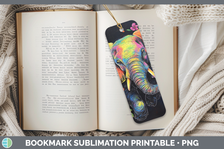 BS02 Rainbow Elephant Bookmark Sublimation Printable Design