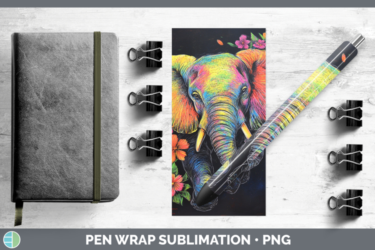 BS02 Rainbow Elephant Pen Wrap Sublimation Pen Designs