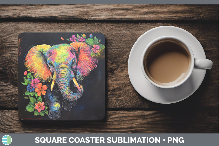 BS02 Rainbow Elephant Square Coaster Sublimation Coaster De