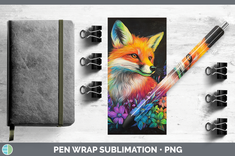 BS02 Rainbow Fox Pen Wrap Sublimation Pen Designs