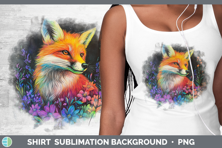 BS02 Rainbow Fox Shirt Sublimation Background Designs