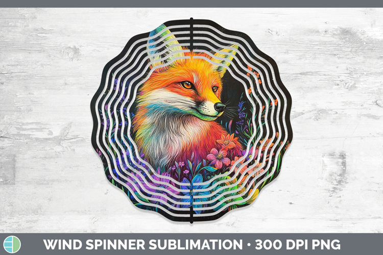 BS02 Rainbow Fox Wind Spinner Sublimation Spinner Designs