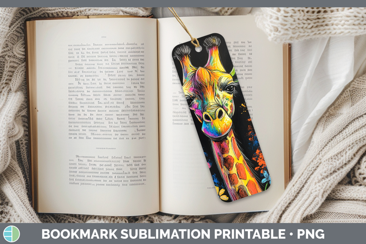 BS02 Rainbow Giraffe Bookmark Sublimation Printable Designs