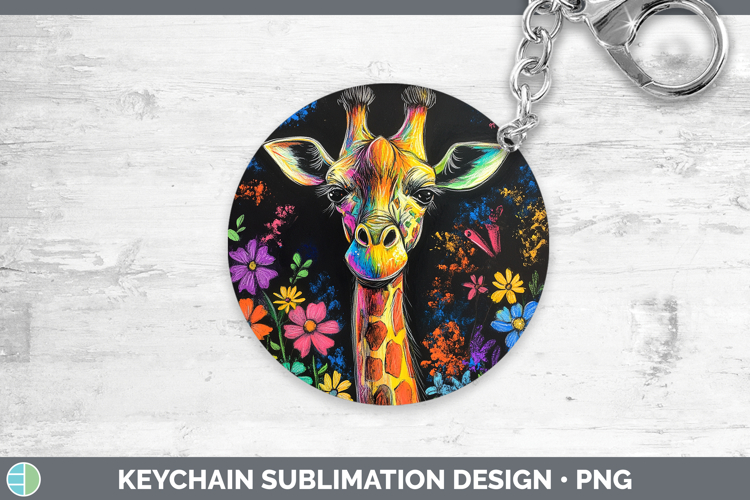 BS02 Rainbow Giraffe Keychain Sublimation Keyring Designs