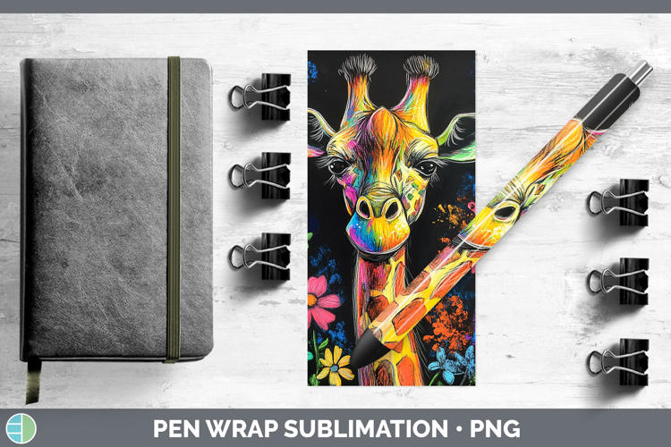 BS02 Rainbow Giraffe Pen Wrap Sublimation Pen Designs