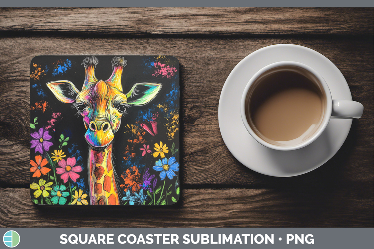 BS02 Rainbow Giraffe Square Coaster Sublimation Coaster Des